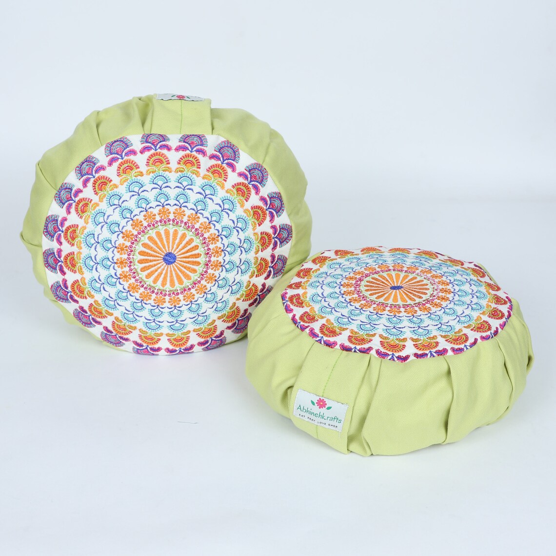 Embroidered Round Zafu Yoga Pillow zipped Cover washable Etsy