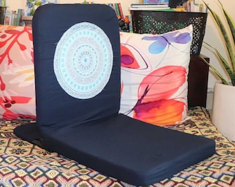 Foldable Meditation Chair: Ergonomic Low Seat with Mandala Design