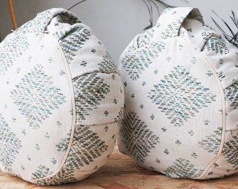 Yoga Meditation Cushion | Handwoven Handmade Round Zafu Pillow  |Zipped Cover |Washable| Portable - Diamond - Filling Options Available