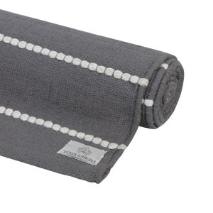 Organic cotton mat for Yoga, Pilates, Fitness, and Meditation - (Handwoven with knotted patterns-anti-skid & firm grip) - Grey Anchor