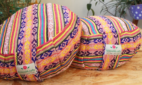 Cuscino Meditazione Zafu In Paglia - 40x40 Cm, Imbottito In Ovatta Di Seta, Per Yoga E Relax - Foto 5