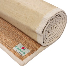 YogaKargha Premium Natural Vetiver Fiber Aromatic Mat for Meditation & Relaxation - Handwoven in India