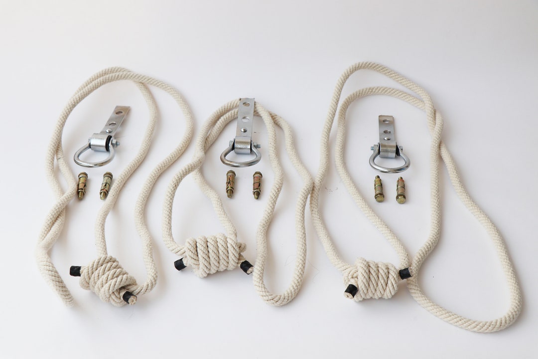Iyenger Cotton Yoga Ropes (make Your Own Set) With Wall Hooks for ...
