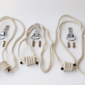 Iyenger Cotton Yoga Ropes (Make your own set) with wall hooks for remedial (therapeutic) and restorative yoga -- Yoga Gift/Yoga Prop