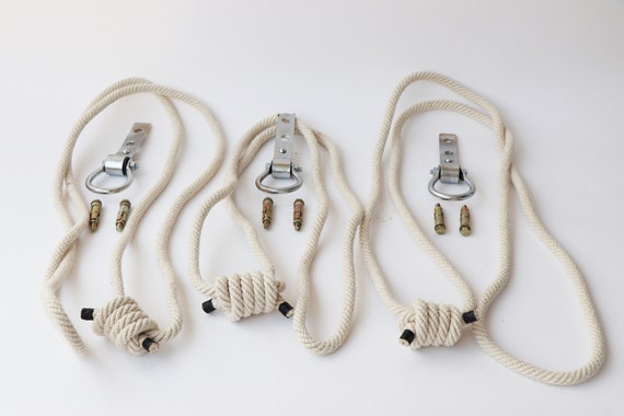 Iyenger Cotton Yoga Ropes make Your Own Set With Wall Hooks for