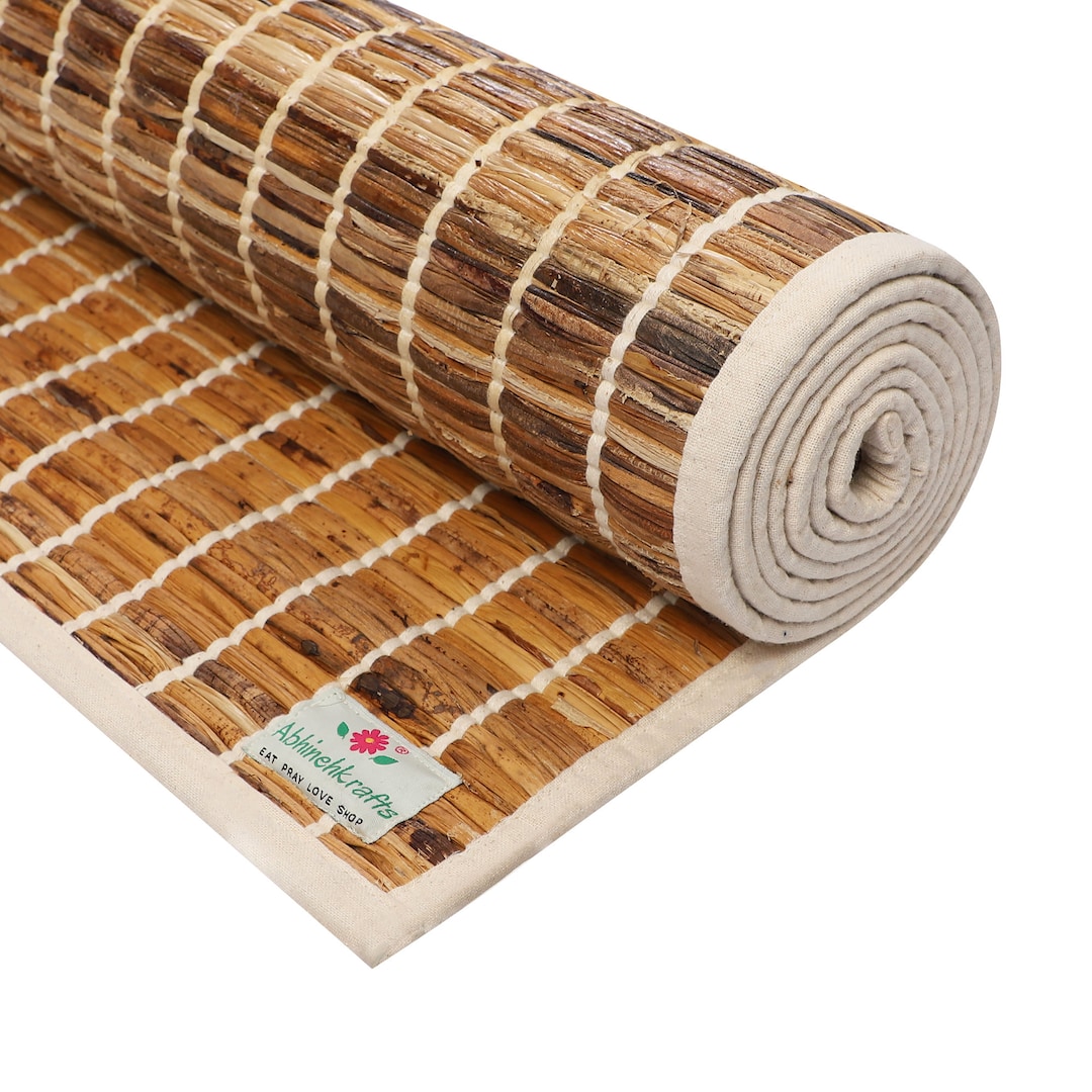 Premium Natural Banana Fiber Mat for Yoga, Pilates, Fitness, and Meditation Natural Color