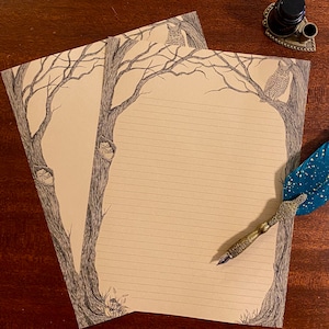 Vintage inspired owl letter writing sheets – 10.25x8 brown Kraft paper, cottagecore, stationary, gobblingcore vibe, perfect for nature lover