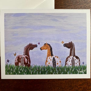 Cartes de voeux mignonnes de cheval d'Appaloosa - cartes de correspondance vierges de taille A2, papeterie de cheval, cartes de correspondance pliées de correspondant, équitation occidentale ou anglaise
