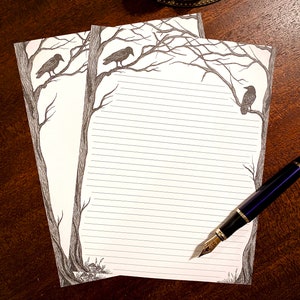 Crow Stationery: Cottagecore Note Writing Sheets, Lined or Unlined bild 1