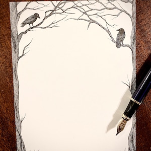 Crow Stationery: Cottagecore Note Writing Sheets, Lined or Unlined bild 2