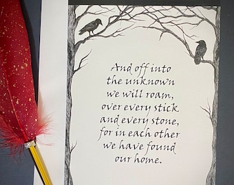 Romantic Crow Anniversary Card: Dark Academia Cottagecore Design
