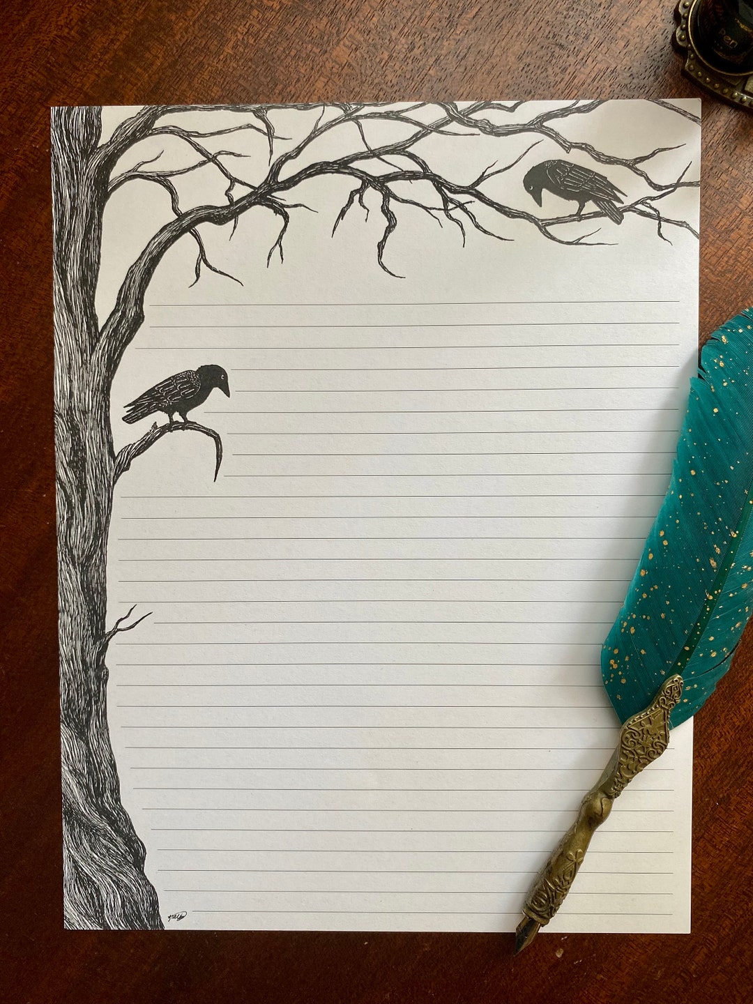 Crow/raven Stationery, 11 X 8.5” Letter Writing Sheets, Lined, Unlined ...