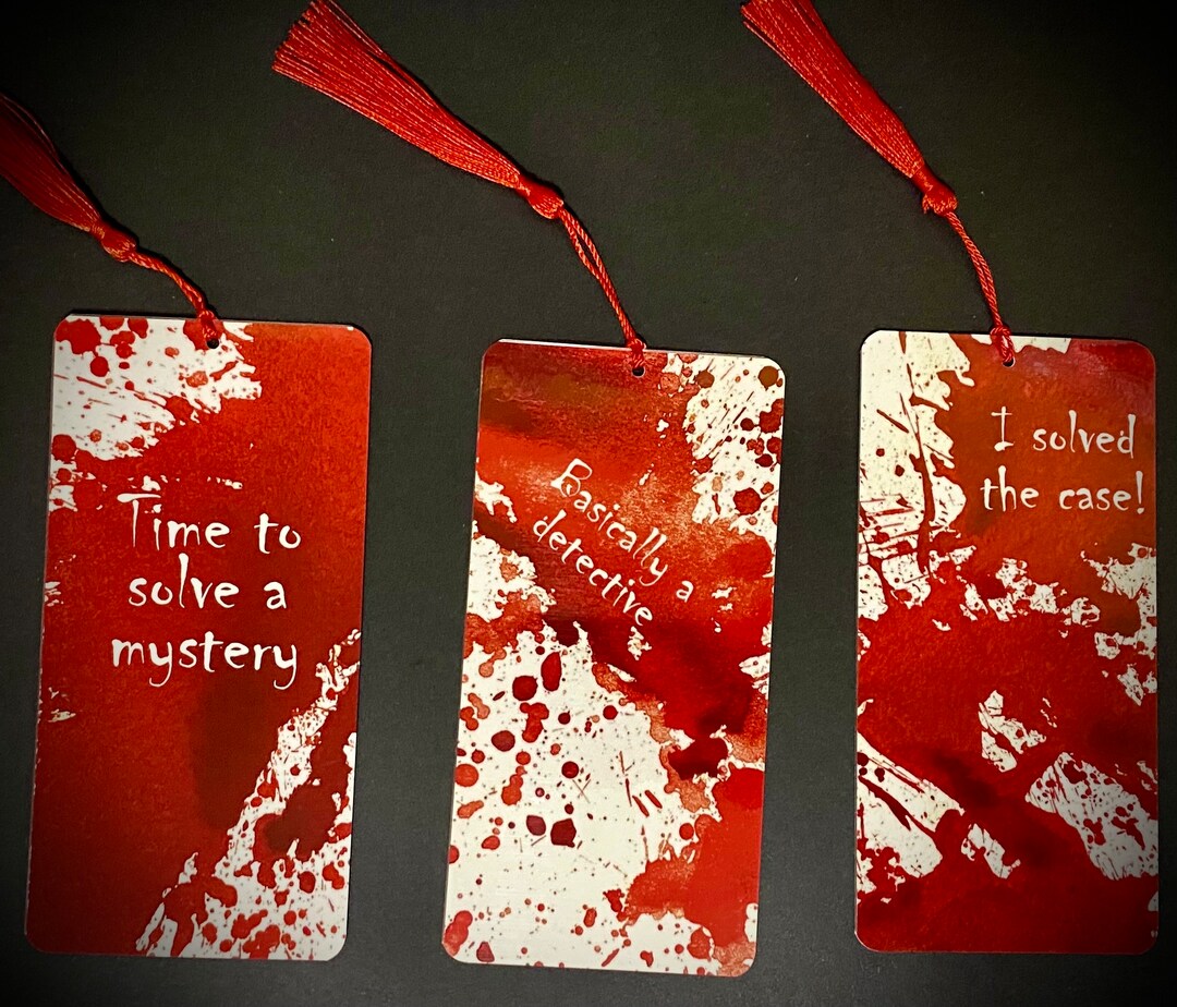 gruesome-true-crime-murder-mystery-bookmark-set-with-tassels-etsy