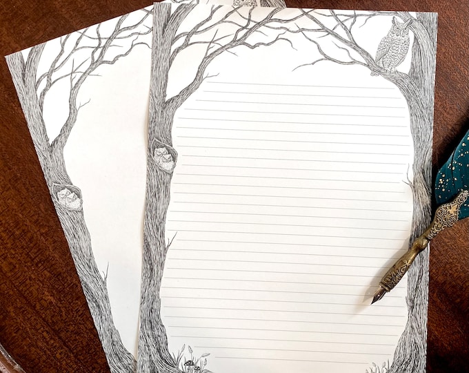 Owl Stationery Set: Cottagecore Letter Writing Paper (12 Pages)