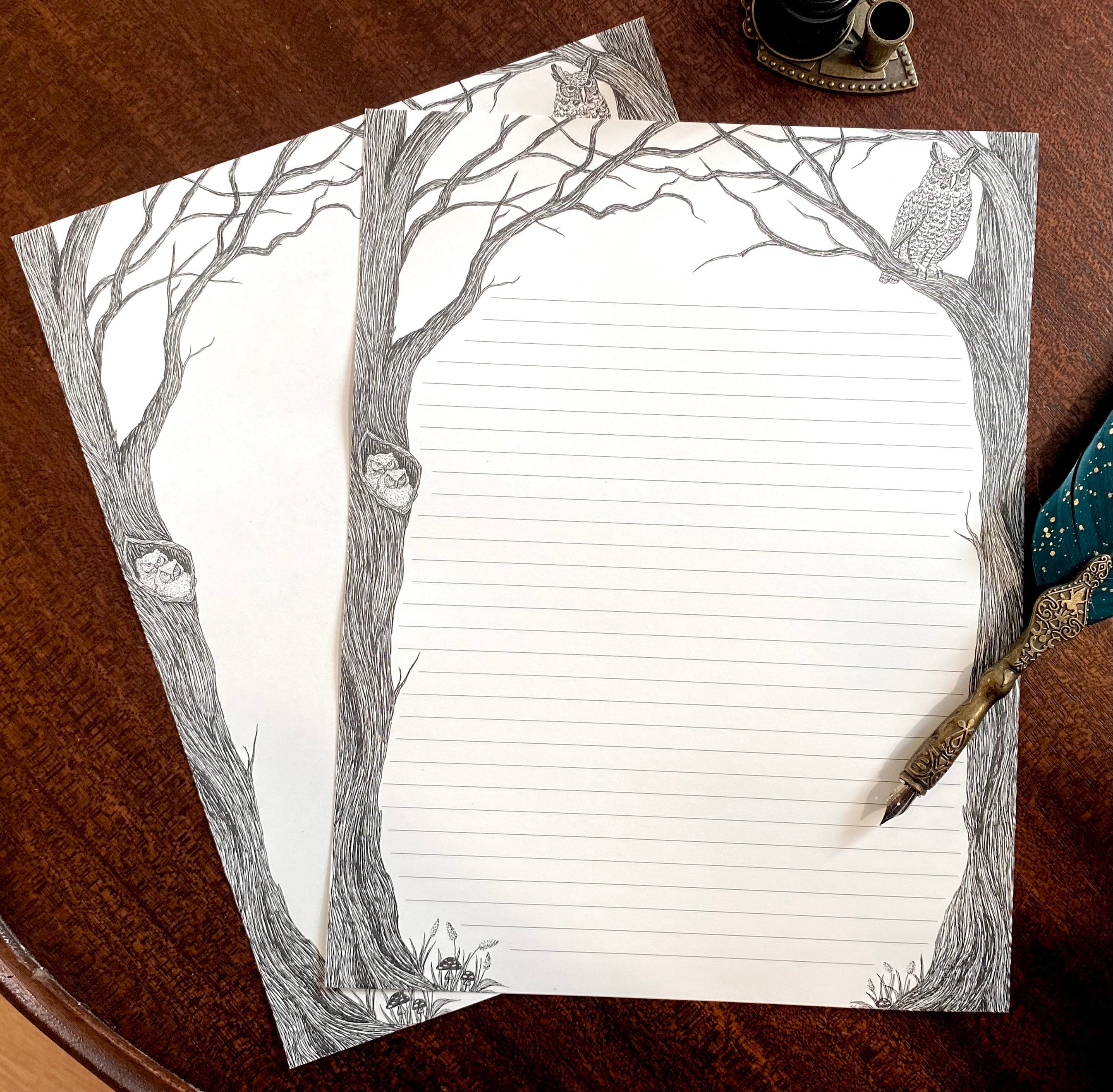 Owl Stationery Set: Cottagecore Letter Writing Paper (12 Pages) - Etsy