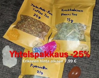 Galaksin kosketus setti: Kreikkalainen vuoritee - Yerba Mate-Roobios-Toffee tee - Piparminttutee [FIN]