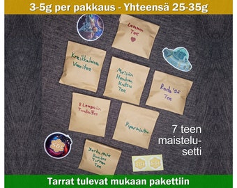 7 Yrttiteen maistelusetti - Irtotee 25-35g - Sulavasti makujen maailmaan [FIN]