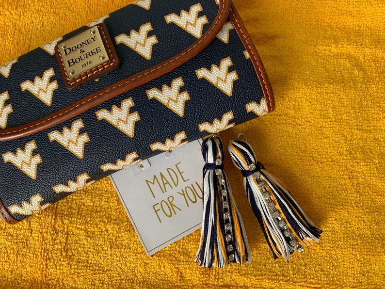 WVU tassel earrings Multicolored West Virginia University Etsy