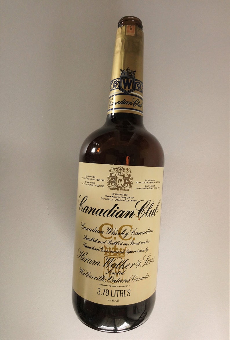 Vintage Large 1974 CANADIAN CLUB Whisky Bottle With Top Cover Etsy