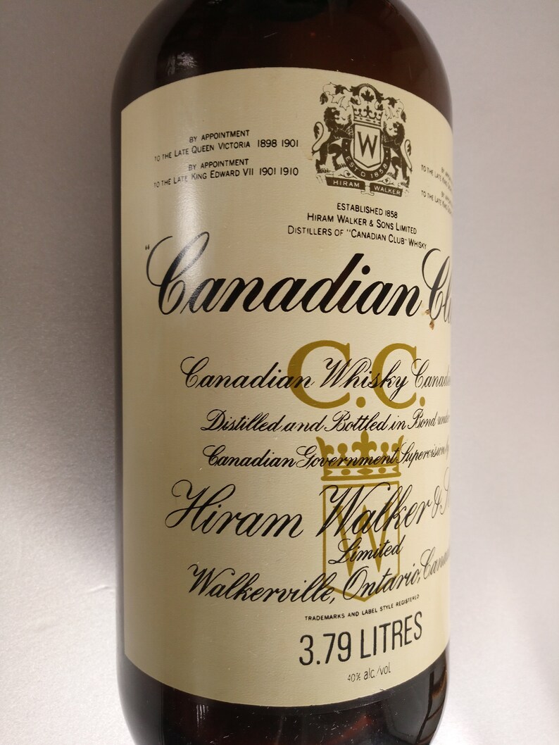 Vintage Large 1974 CANADIAN CLUB Whisky Bottle With Top Cover Etsy