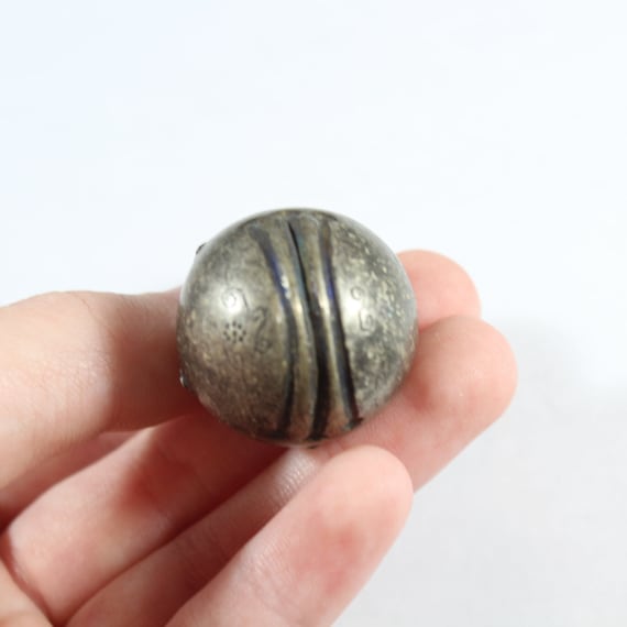 Solid Ball Bell Antique Chinese Silver Ball/Bell with Natural Carneli… - Gem