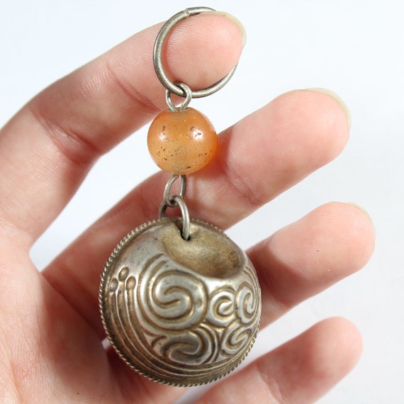 Antique Chinese Silver Ball/Bell with Natural Car… - image 7