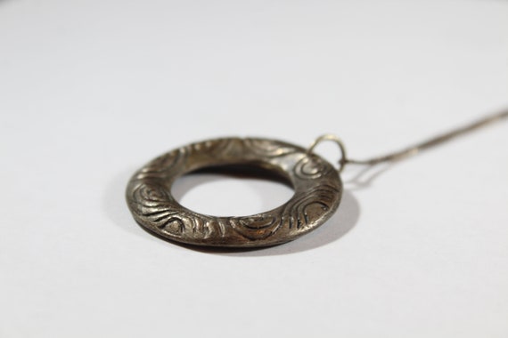 Sterling Silver Fancy Pattern Round Disk Pendant … - image 2