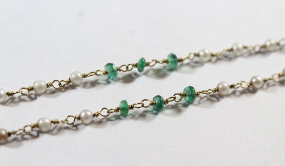 Vintage 10k Gold Faceted Natural Emerald and Pear… - image 3