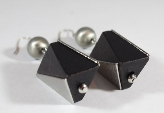 Sterling Silver Custom Funky Irregular Shape Earr… - image 4