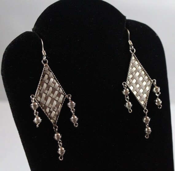 Sterling Silver Lattice Pattern with Round Balls … - image 2