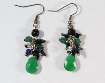 Green and Black Glass Bead Earring