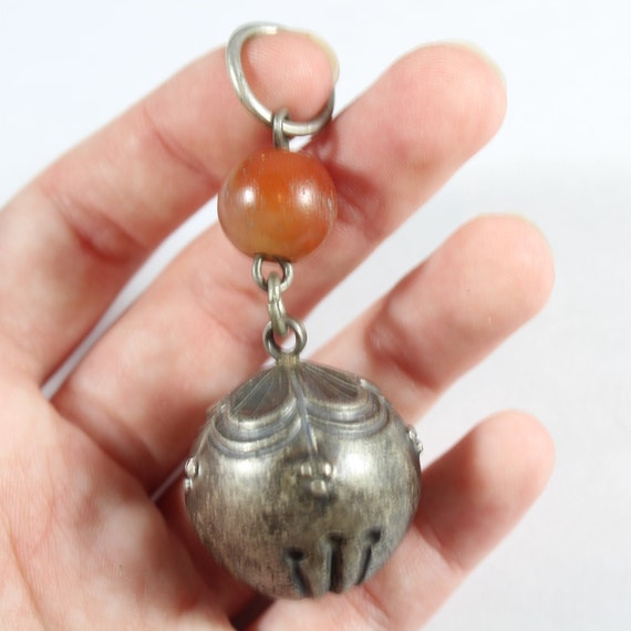 Antique Chinese Silver Ball/Bell with Natural Car… - image 3