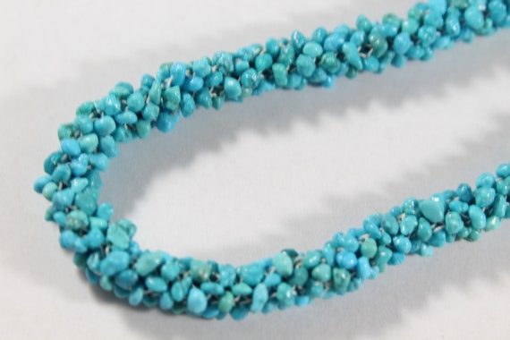 Vintage Sterling Silver Natural Turquoise Woven N… - image 4