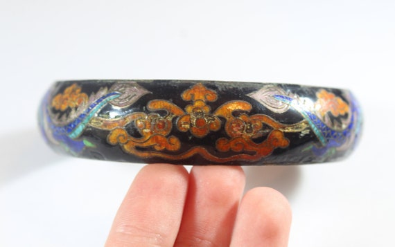 Vintage Sterling Silver Chinese Enamel Two Blue D… - image 5