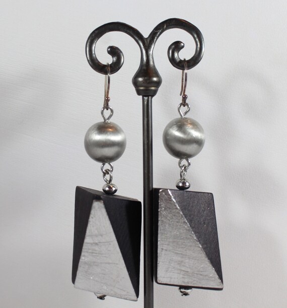 Sterling Silver Custom Funky Irregular Shape Earr… - image 1