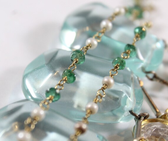 Vintage 10k Gold Faceted Natural Emerald and Pear… - image 5