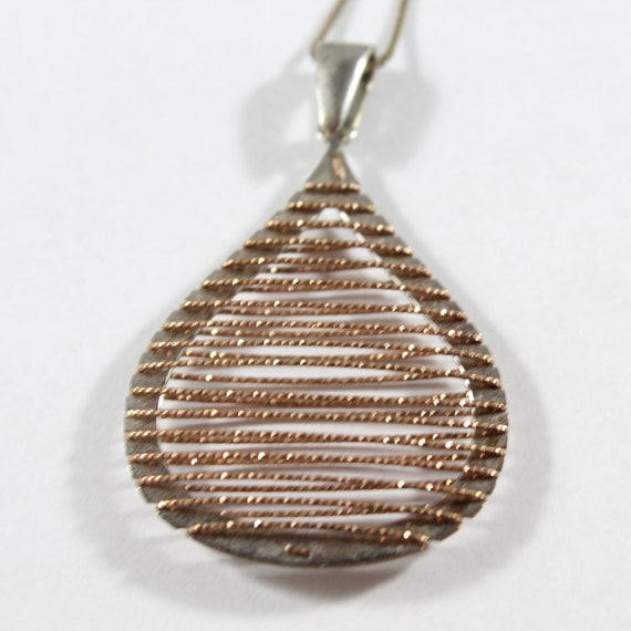Sterling Silver Italian Rose Gold Color Tear Drop… - image 3