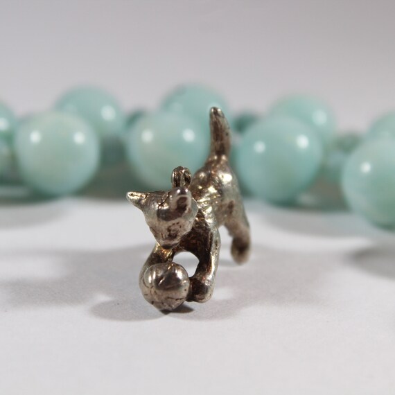 Vintage Solid Sterling Silver Cute Little Kitty C… - image 1