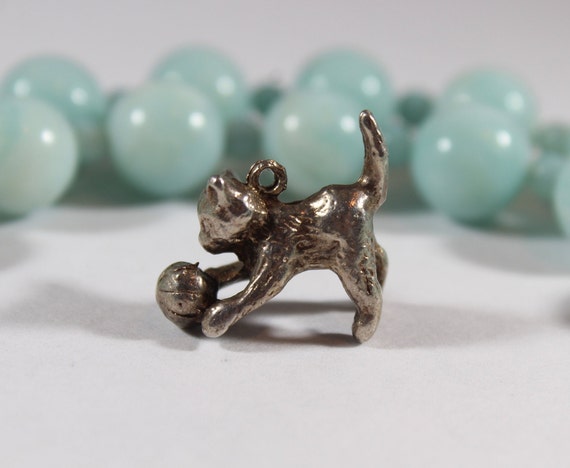 Vintage Solid Sterling Silver Cute Little Kitty C… - image 3