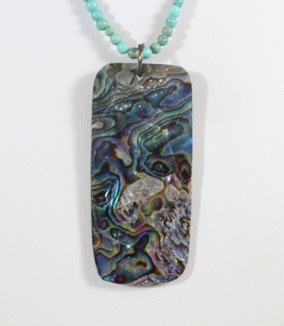 Vintage Natural Rectangular Shape Abalone Shell w… - image 1