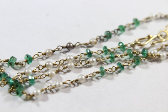 Vintage 10k Gold Faceted Natural Emerald and Pear… - image 4