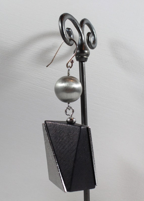 Sterling Silver Custom Funky Irregular Shape Earr… - image 2