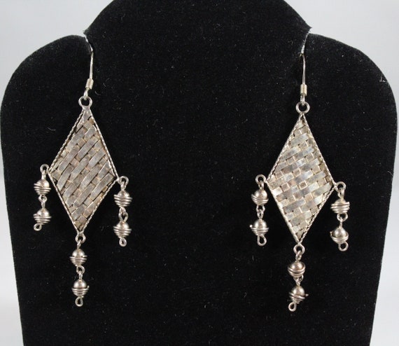 Sterling Silver Lattice Pattern with Round Balls … - image 1