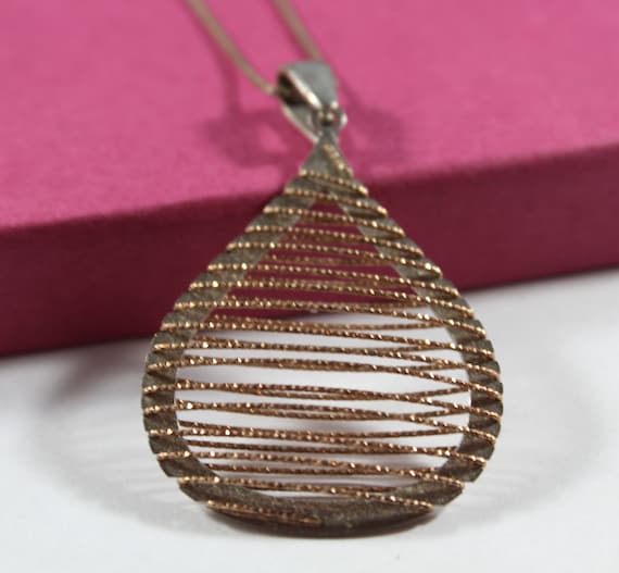 Sterling Silver Italian Rose Gold Color Tear Drop… - image 1