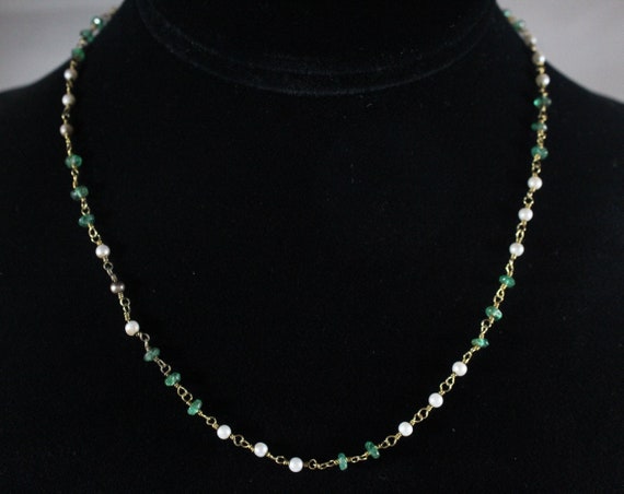 Vintage 10k Gold Faceted Natural Emerald and Pear… - image 2