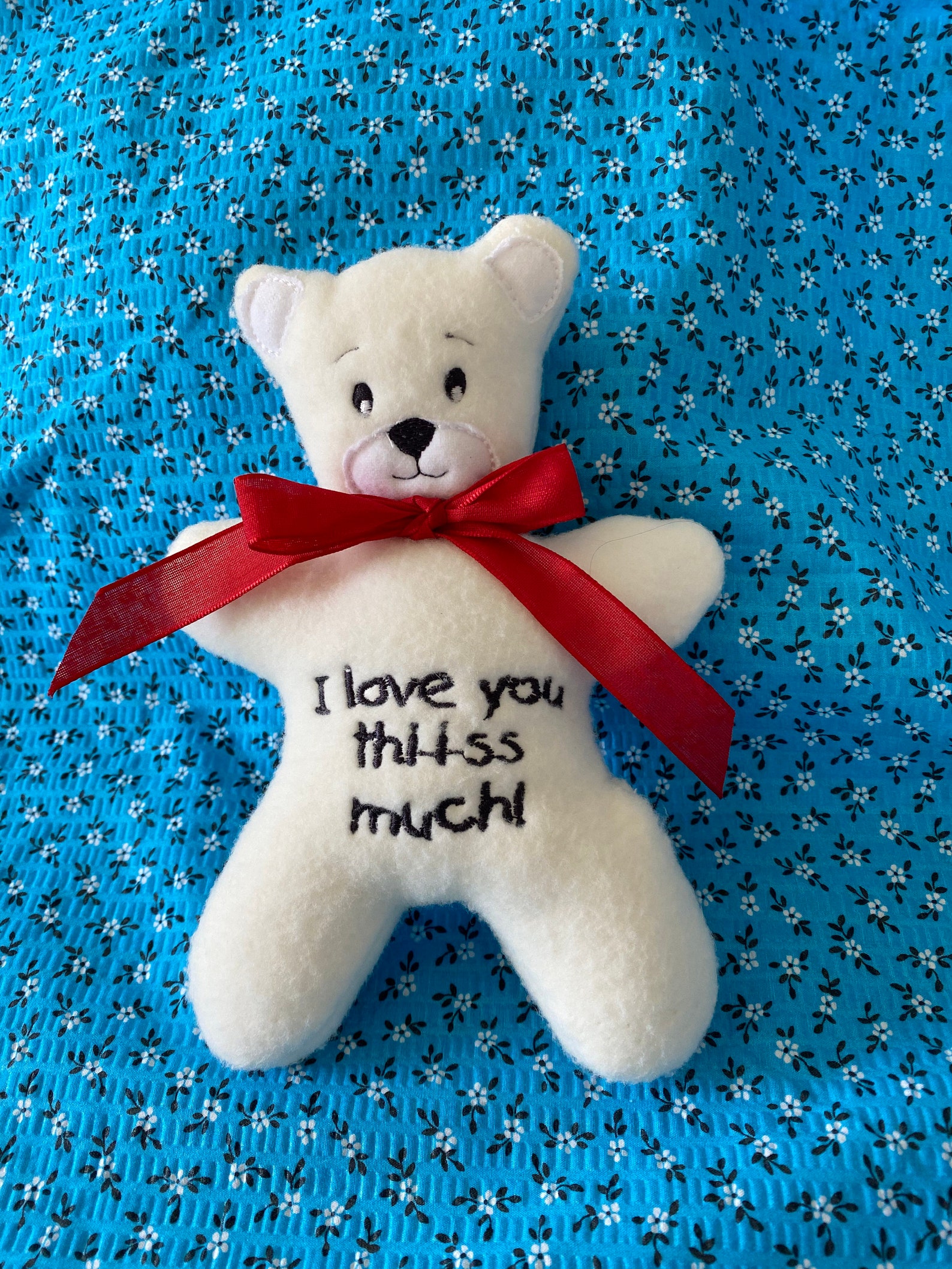 Small Stuffed Bear Saying I Love You This Much Etsy