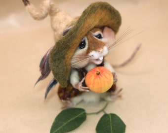 Needle felted mouse, Teddy animals, Handmade.