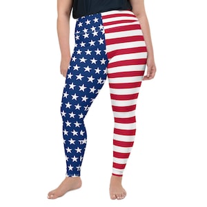 American Flag Leggings Plus Size | USA Flag Yoga Leggings | American Flag Gifts | United States Flag Clothing | Patriotic Leggings | July 4