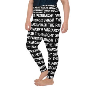 Smash The Patriarchy Leggings Plus Size | Feminist Designer Leggings | Feminism Leggings | F*ck The Patriarchy Handmade Leggings