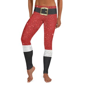 Santa Pants Leggings | Santa Claus Costume Pants | Designer Christmas Leggings | Santa Claus Suit Handmade Leggings | Xmas Leggings